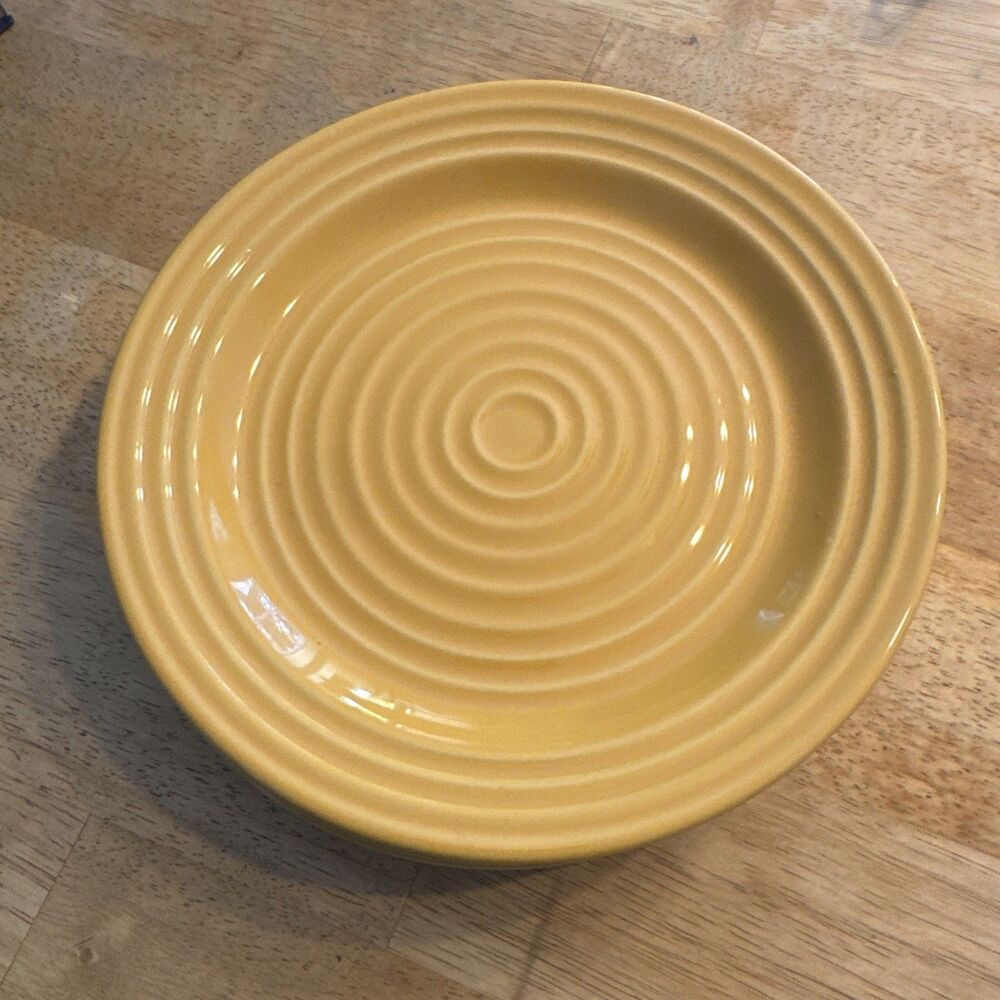 Home Trends Orange Salad Plates Set of 4 Embossed Rings Ceramic Oven Safe 8"